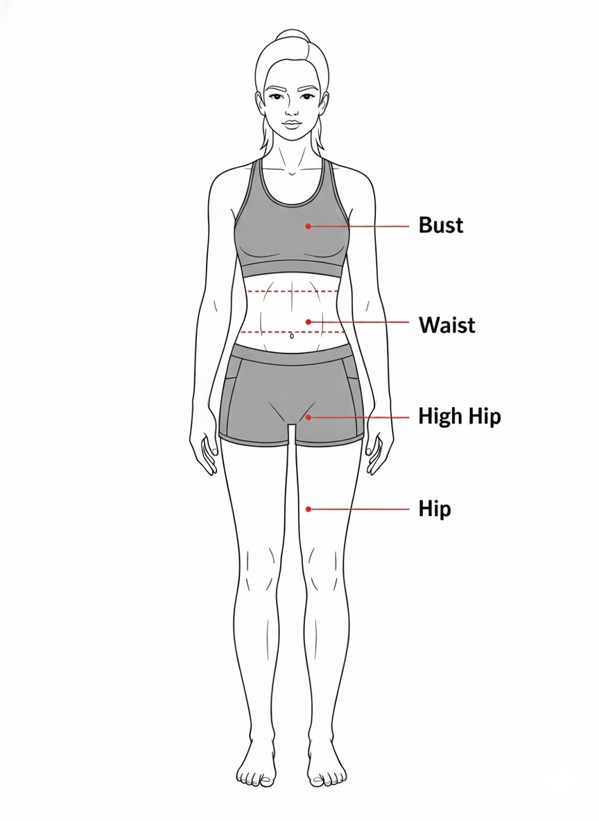 Measurement points for body shape